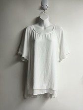 Soft Surroundings Medium Semi Sheer Hi-Lo Dressy Career Blouse Off White Shirt