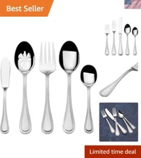 45-Piece Beaded Antique Flatware Set - Elegant Stainless Steel Service for 8