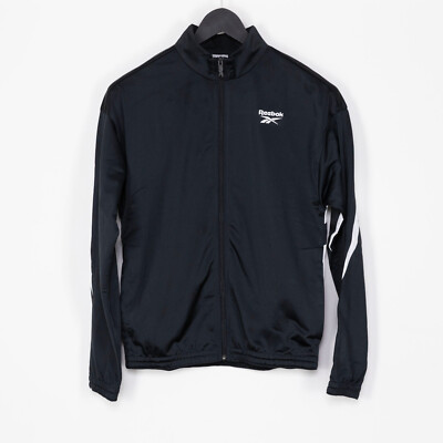 Reebok Men Identity Vector Zip Front Track Jacket Black/ White Size L