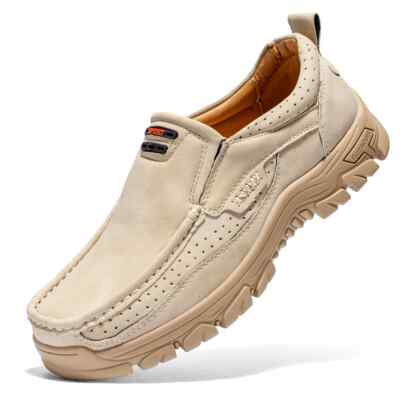 Classical Men's Leather Loafers Hand Stitching Ankle Boots Casual Work Sneakers