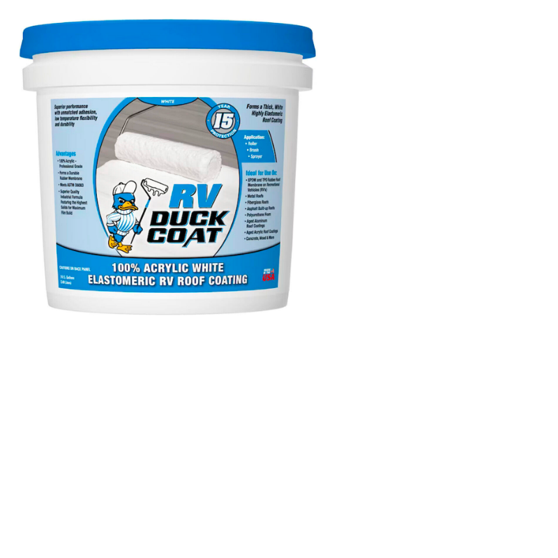 RV Duck Coat 100 Acrylic White Elastomeric RV Roof Coating 1 Gallon