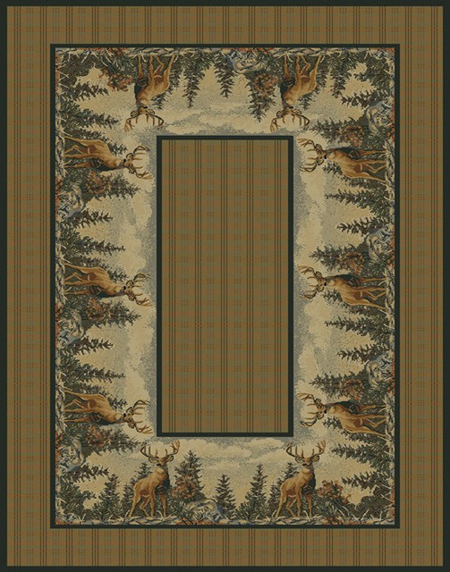 PLAID deer RUSTIC forest 2x3 area rug ANIMAL lodge CARPET Actual Size