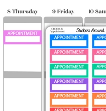 Rainbow Appointment Quarter Box Planner Sticker - Vertical Planner Erin Condren