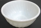 Vintage Anchor Hocking Fire King Glass Mixing Serving Bowl Swirl White 7" D