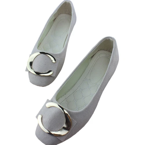 Women Flats Slip On Flat Shoes Formal Ladies Square Toe Classic Pumps Buckle - Bild 21 von 113