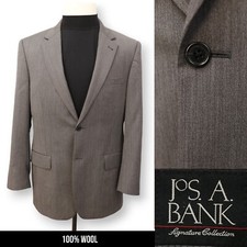 JOS A BANK SIGNATURE mens gray herringbone sport coat suit jacket blazer 41 R