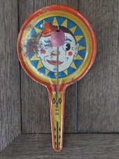 Vintage Kirchhof Tin Clapper Noisemaker Clown 8  x 4  Some rust Damage