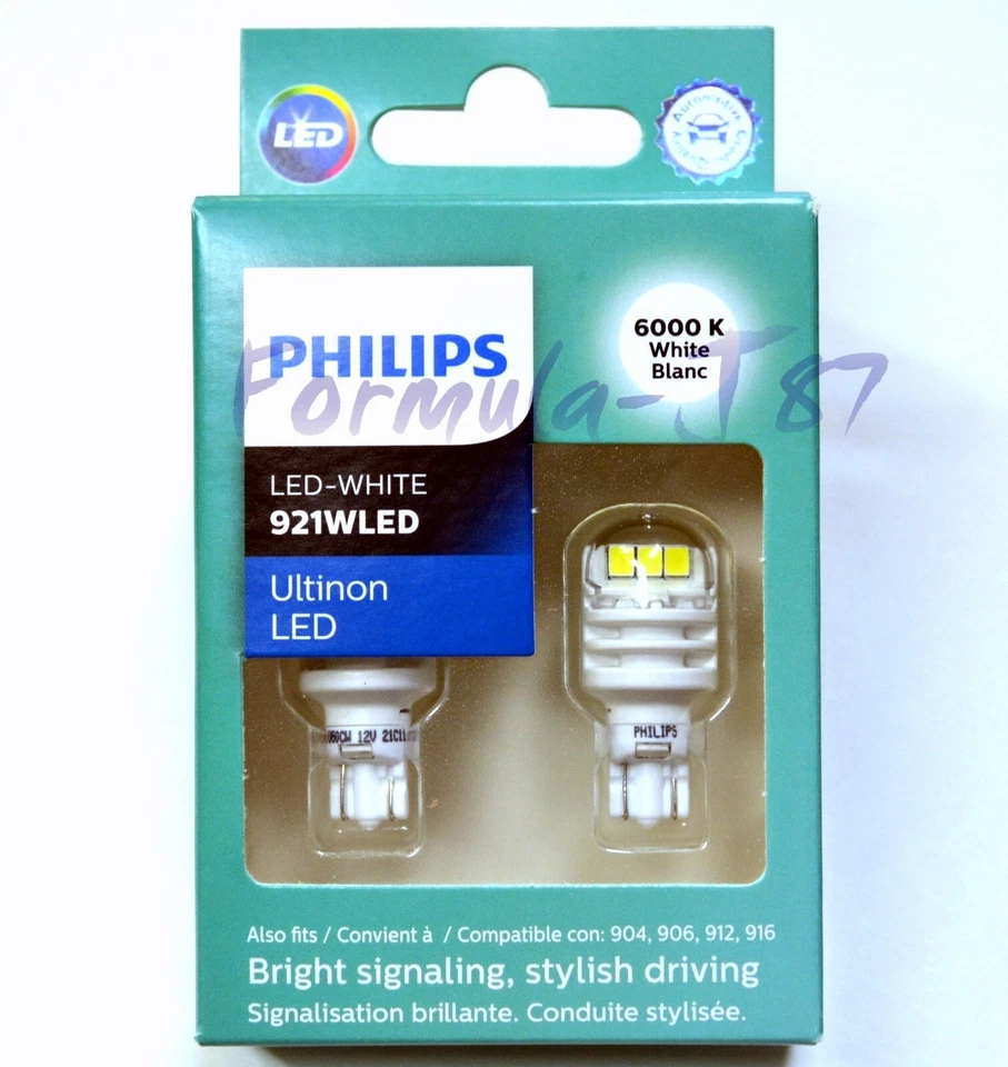 Philips Ultinon Luz LED 912 Blanco 6000K Dos Bombillas Respaldo Inverso Reemplazar Lámpara Foto 3 de 4