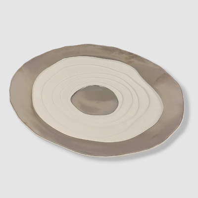 $550 FOS CERAMICHE Erosum Platinum Porcelain Decorative Centerpiece Plate