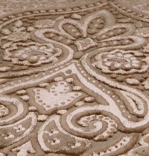 Alfombra de oración islámica de terciopelo de lujo Modefa Janamaz Sajjadah - beige dorado cachemira - Imagen 2 de 6