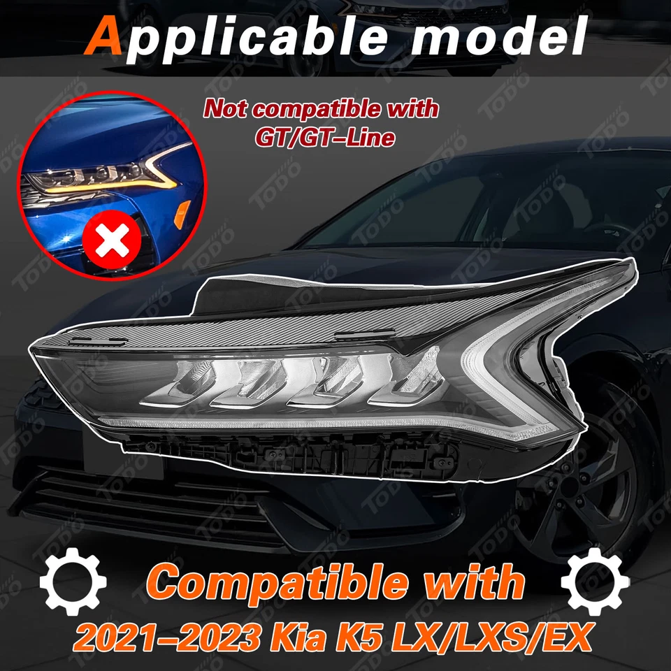 For 2021-2023 Kia K5 LX EX LXS Full LED Headlight Lamp Assembly Left Driver - Image 3 of 4