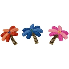 Tropical Palm Tree Resin Button Covers Set of 3 Orange Blue Pink 2 Inch