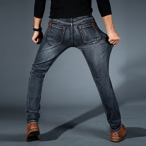 Herren Mode Stretch Jeans Slim Denim Hose Baumwolle Freizeit Gerades Bein Hose - Bild 7 von 21