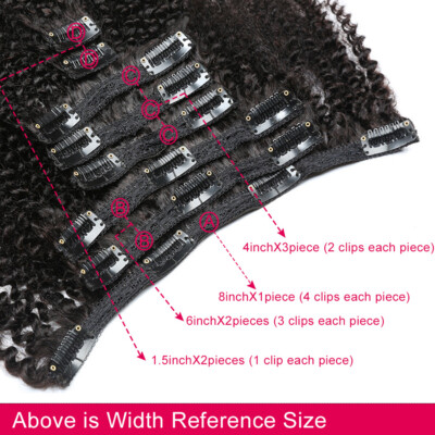 8 - 22inch clips human hair extensions Afro kinky curly 8pcs  display picture 3