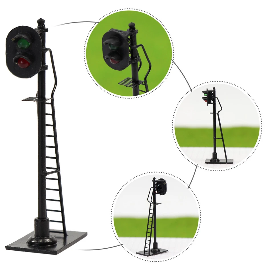 3pcs Model Trains HO Scale 1:87 2-Lights Block Traffic Signals 6cm Green Red - Image 4 of 4