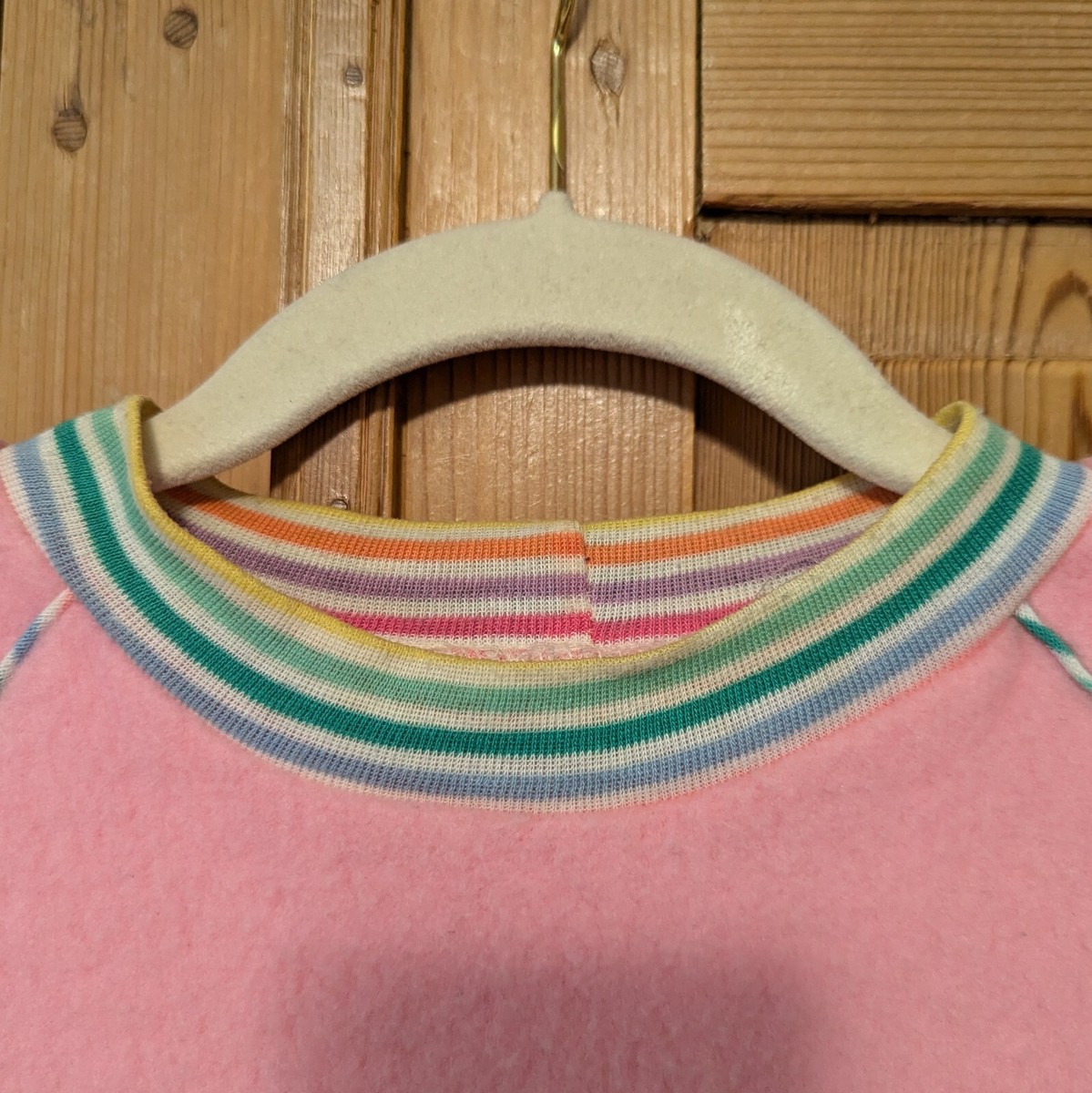 Vintage 1970s Pink Rainbow Sweatsuit Crewneck Bottoms 70s Sears Jr Bazaar PJ