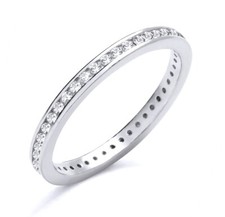 925 Sterling Silver Simulated Diamond Full Eternity Band Ring size J to V