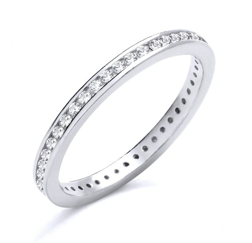 Sterling Silver Eternity Band Ring With 0.75ct Simulated Diamonds - Sizes K To S 4 thumbnail image