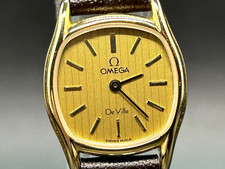 Vintage OMEGA De Ville Cal.1387 Push Gold Line Women 20mm QZ Watch From JAPAN