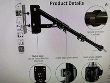 Selens 39" wall mount triangle boom arm bracket studio photography light stand