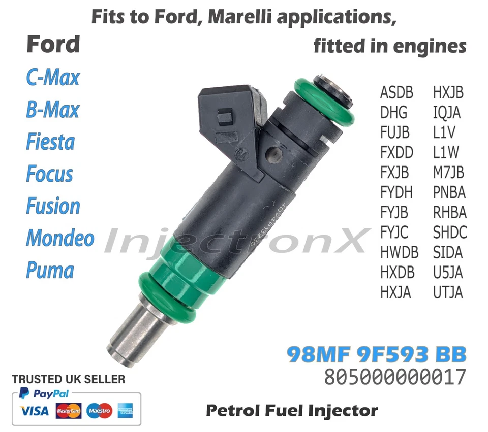 BY INJECTRONX Iniettore benzina 98MF 9F593 BB 1429840 per motori Ford 1.25 1.4 1.6