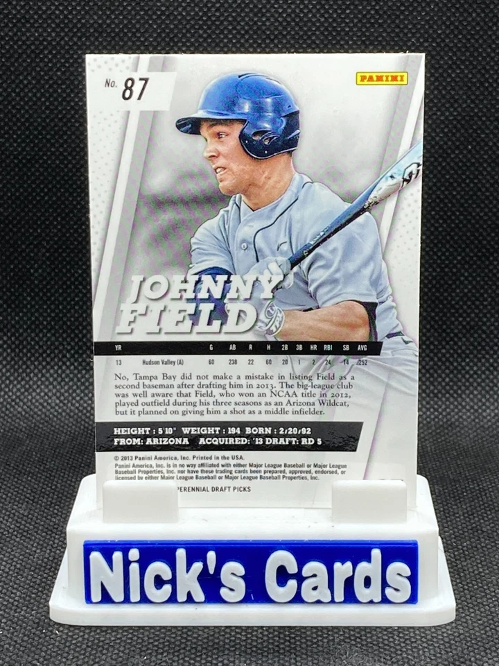 2013 Panini Prizm Perennial Draft Picks #87 Johnny Field Tampa Bay Rays - Image 2 of 2
