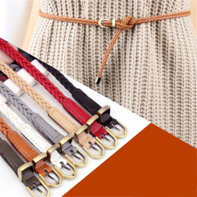 Damen Schmal Taillengürtel Schnalle Flechtgürtel Elastisch Gürtel Hüftgürtel /