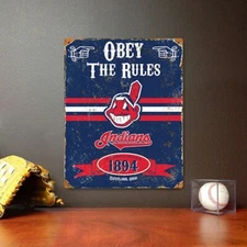 MLB Vintage Metal Sign 11.5 x 14.5  Cleveland Indians