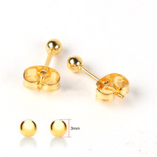 9ct Gold 2mm 3mm 4mm 5mm 6mm 8mm Ball Stud Earrings - PAIR UK STOCK