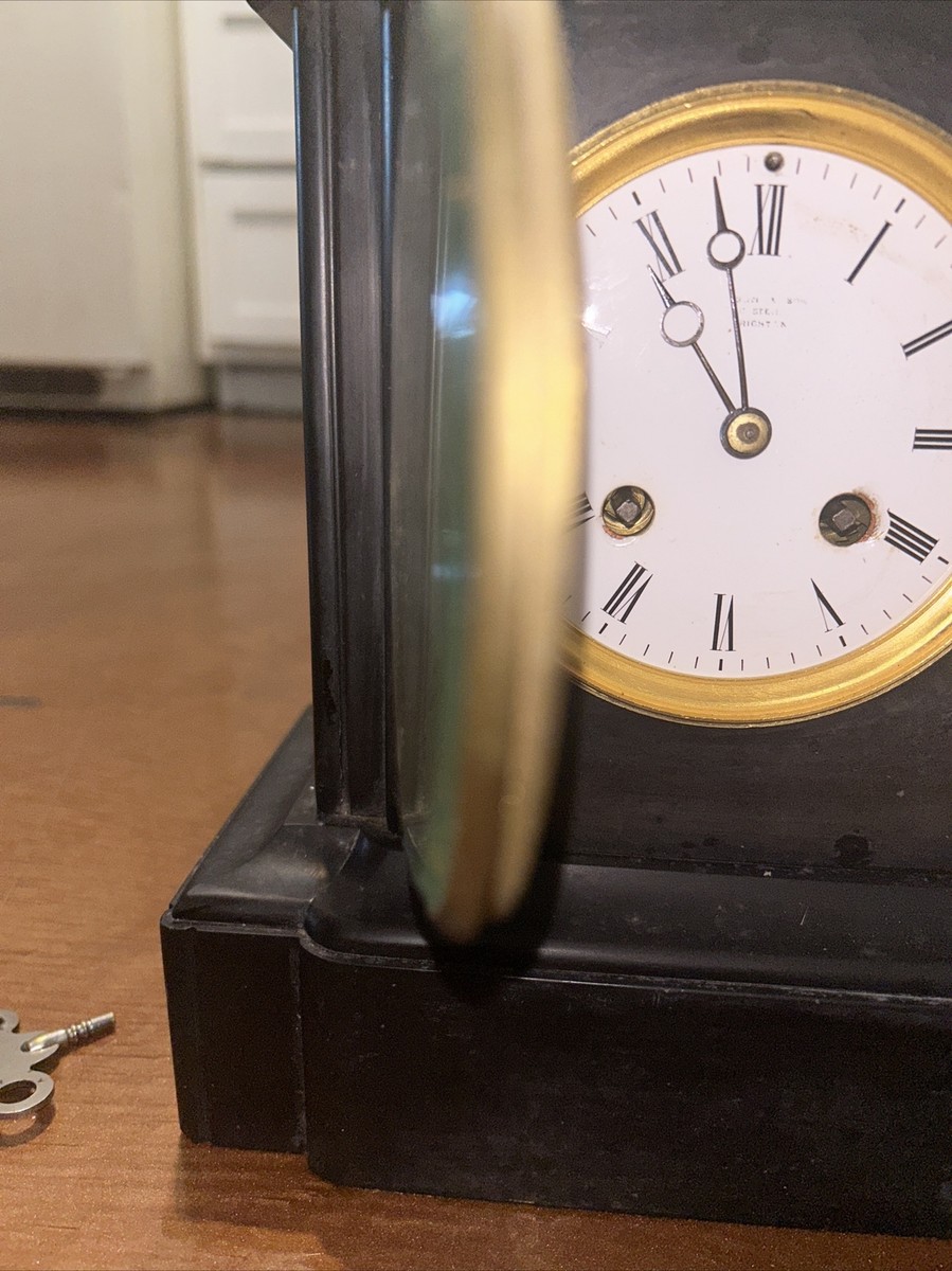 Slate Mantle Clock Lawson&Son 16 Old Steine, Brighton, Sussex Late