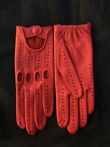 Damen handgefertigte italienische Nappaleder Lammfellhandschuhe rot - Bild 2 von 3