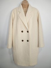 Bnwot Womens Iris & Ink Size Medium Ivory Boucle Double Breasted Overcoat Coat