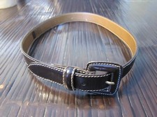 Womens Small Gap Dark Brown leather belt shiny 24" - 28" size 26 double stitched