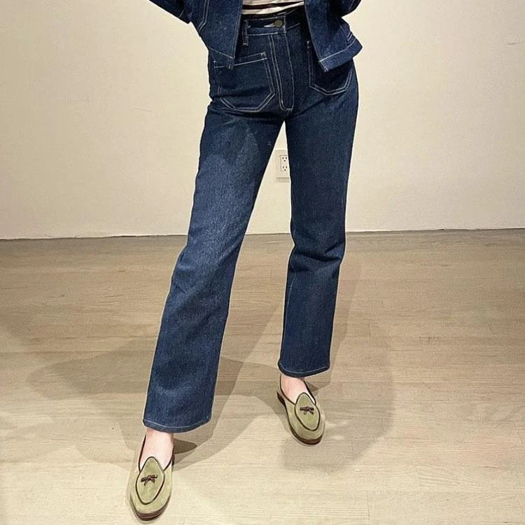 British Retro Bow Women Flats Loafers Casual Round Toe Real Suede Shoes Slip On - Image 4 of 4