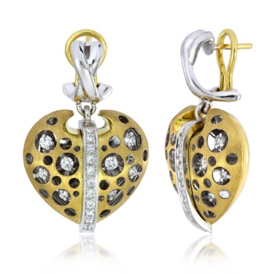 Natasha Collis 18K Yellow & White Gold .78ctw Natural Diamond Earrings GE-2265-P