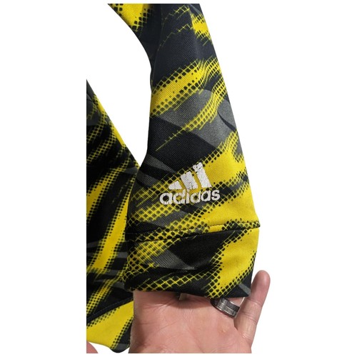 Adidas Kids Hoodie Size Small 8 BlackYellow Stripes Wavy Youth Soccer Sweatshirt - Picture 4 of 8