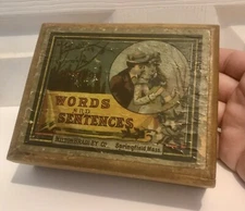 Original 1860’s Milton Bradley Co Words & Sentences Scrabble Style Game in Box