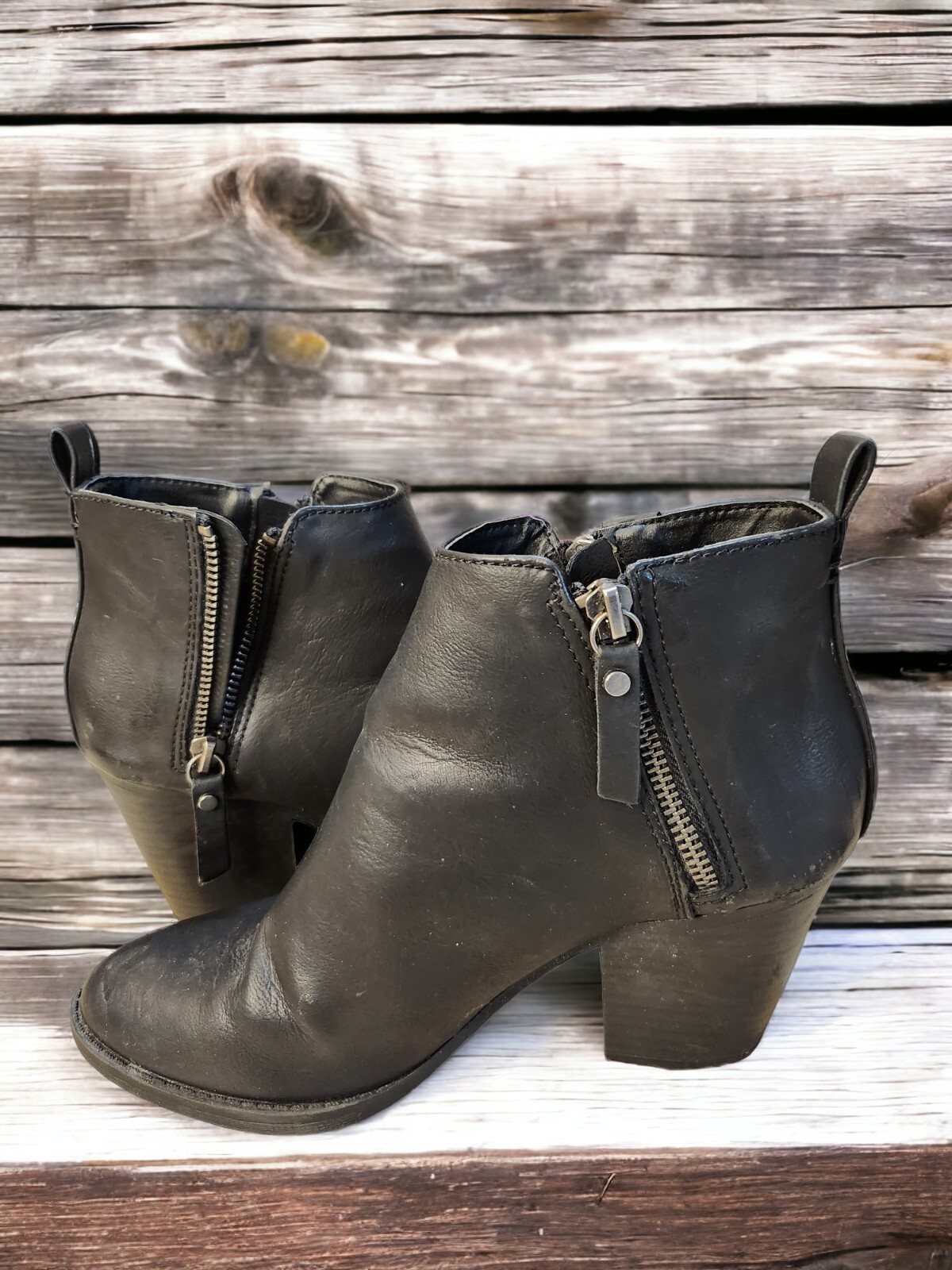 Universal Thread Double Zip Ankle Block Heeled Bo… - image 1