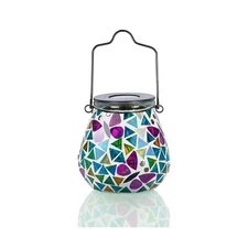 Afirst Mosaic Solar Lanterns - Glass Hanging Lights Butterfly Hollo... Fast Ship