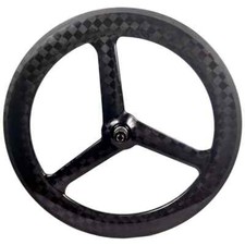 700C 3 Raggi Fibra di Carbonio Set Ruote Bici Corsa Strada Freno a Disco/Cerchio