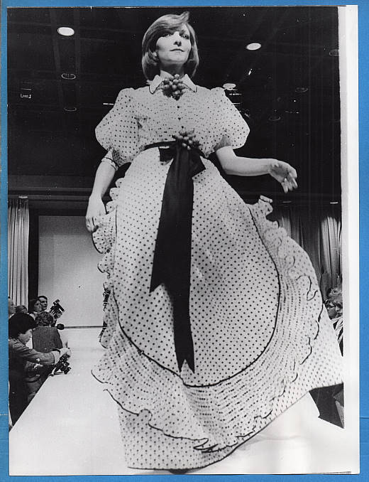 1977 Romantic Spring Evening Gown by Balmain Original Press Photo