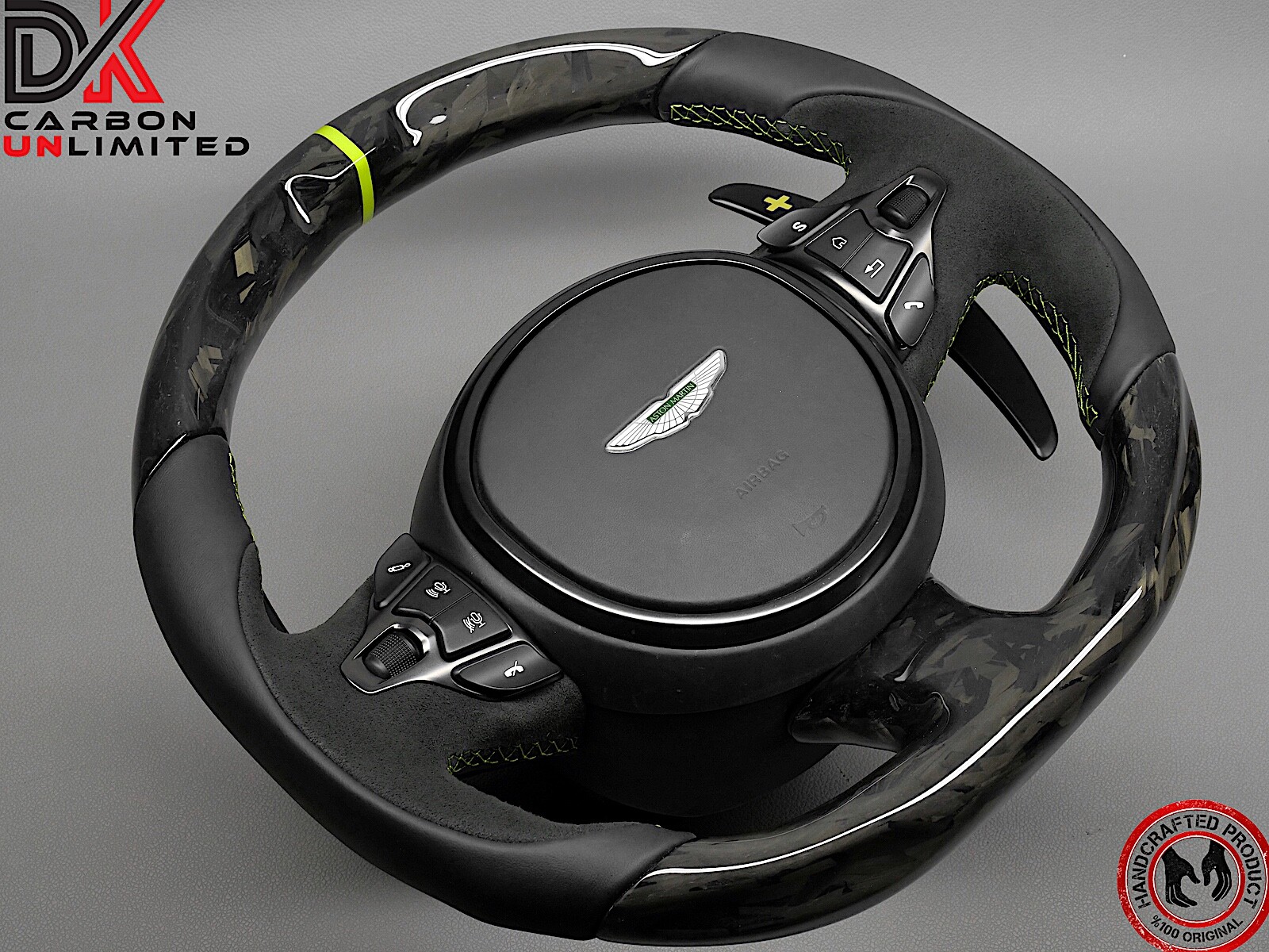 Aston Martin DBS DB11 Vantage AMR Green Ring Gloss Forged Carbon Steering Wheel