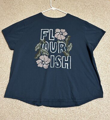 Flourish Sonoma Women's Relaxed Graphic Tee Blue Size 2X