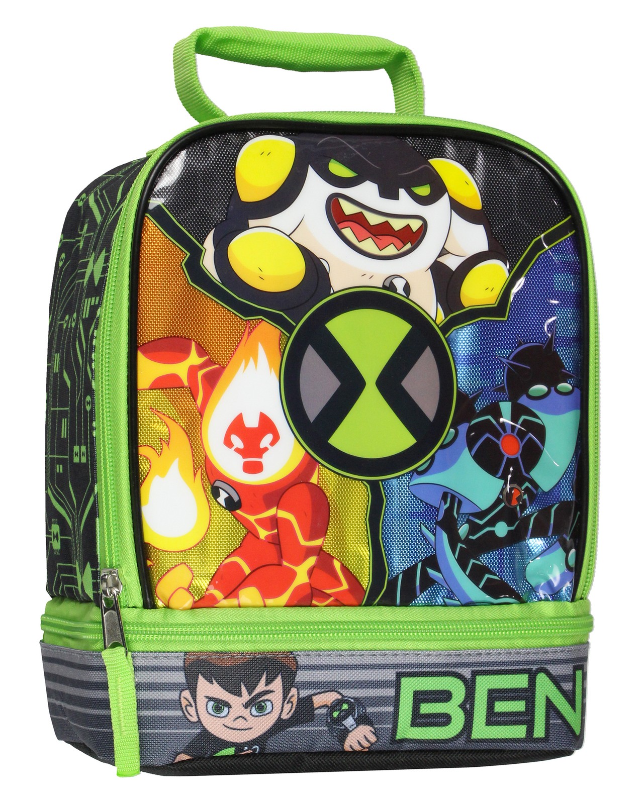 Ben 10 Omnitrix Alien Force Insulated Dual Compartment Lunch Bag Tote 10"