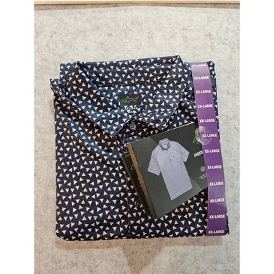 Greg Norman Performance Dry Tech Golf Shirt Navy Triangles XXL 