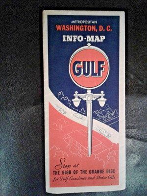 Map - Vintage 1939 Metropolitan Washington, D.C. Info Map Gulf Gasoline