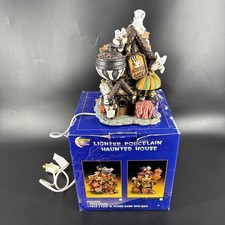 HAUNTED HOUSE Halloween Lighted Porcelain Spooky Hollow 1998 Works