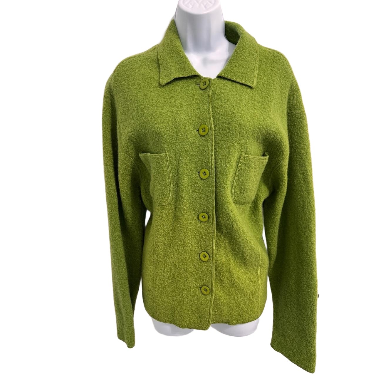 Lisa International Green Collared Patch Pockets B… - image 2