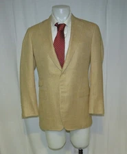 Paul Stuart Paul Fit Beige Plaid Recent Silk Linen Two Button Sport Coat 40L