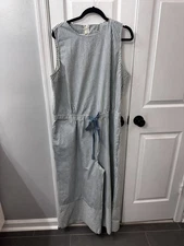 New York And Company NWT..Sleeveless Blue stripe Drawstring, Romper Size XL